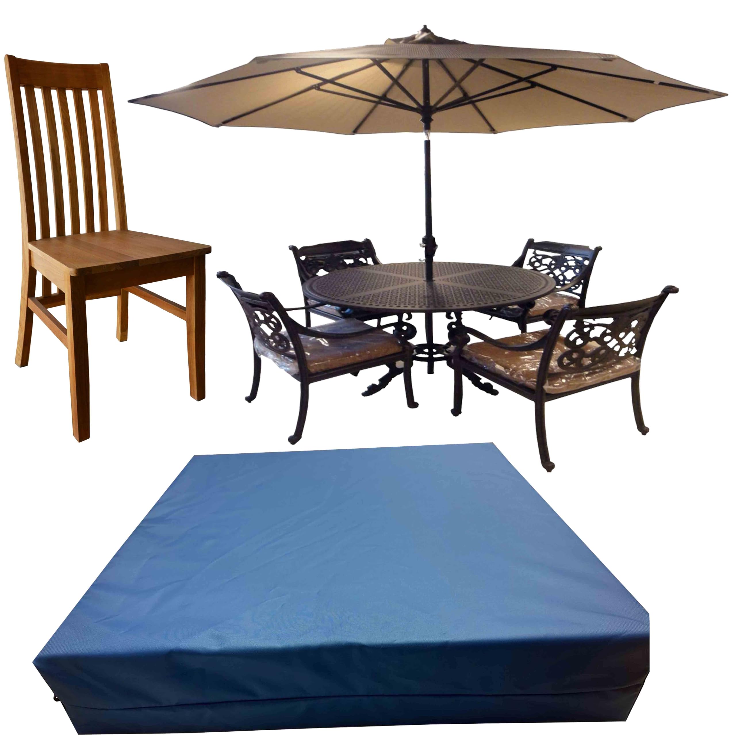 GRIZZLY FOAM 4-Inch 10(Cm) Thick Waterproof Replacement Garden Seat Cushions Indoor/Outdoor Rattan Chair Pads with Zipper Cover Ask Custom Size (Royal Blue, 17x20x4inch 43x50x10cm)