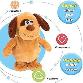 Hopearl Talking Dog Repeats What You Say Walking Puppy Electric Interactive Animated Toy Speaking Plush Buddy Gifts for Toddlers Birthday, 8\'\'