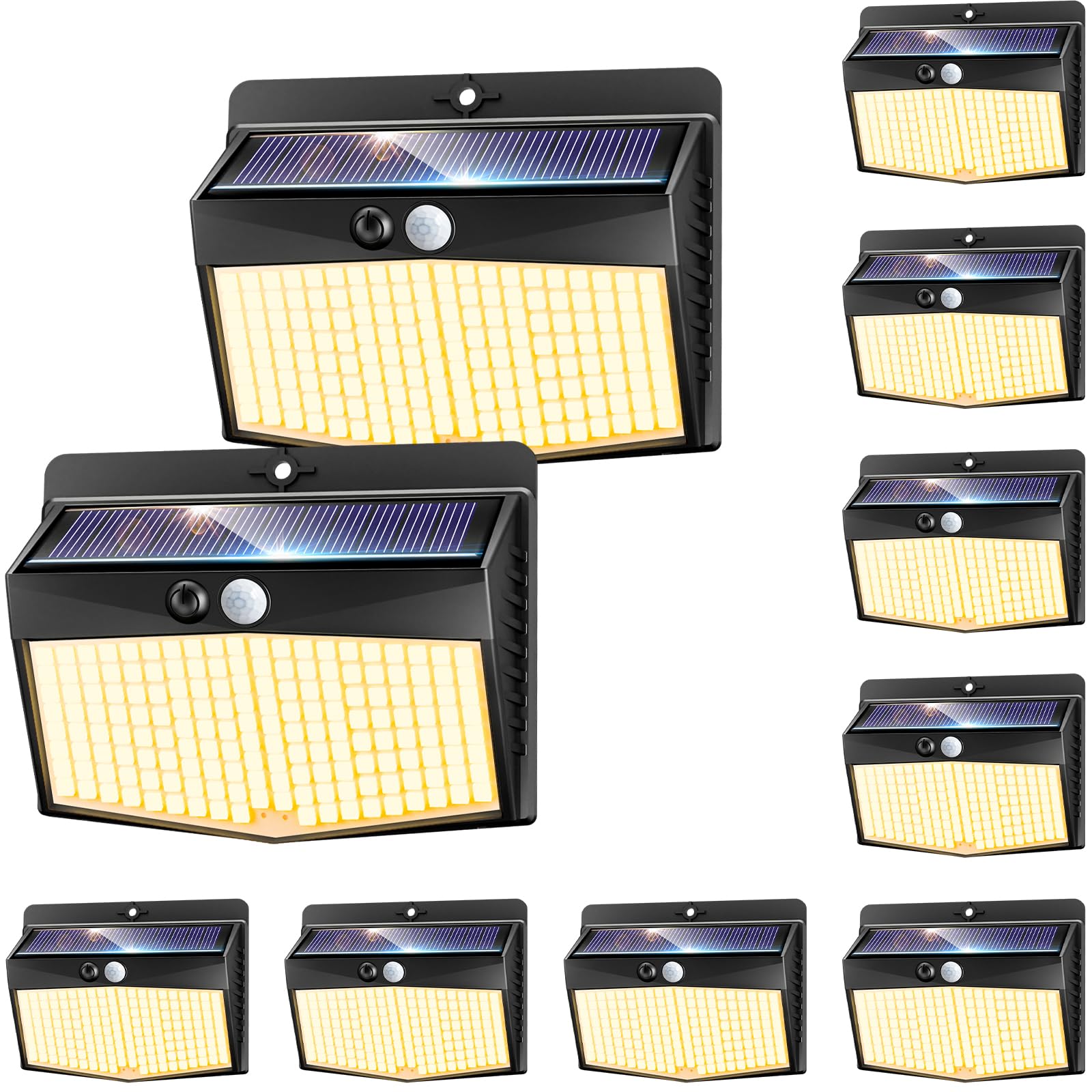 nipify Luz Solar Exterior,3 Modos / 2 Paquete Focos Solares Exterio con Sensor de Movimiento, Impermeable lampara solar exterior para Jardin, Patio, Calle, Patio, Caminos — view 11