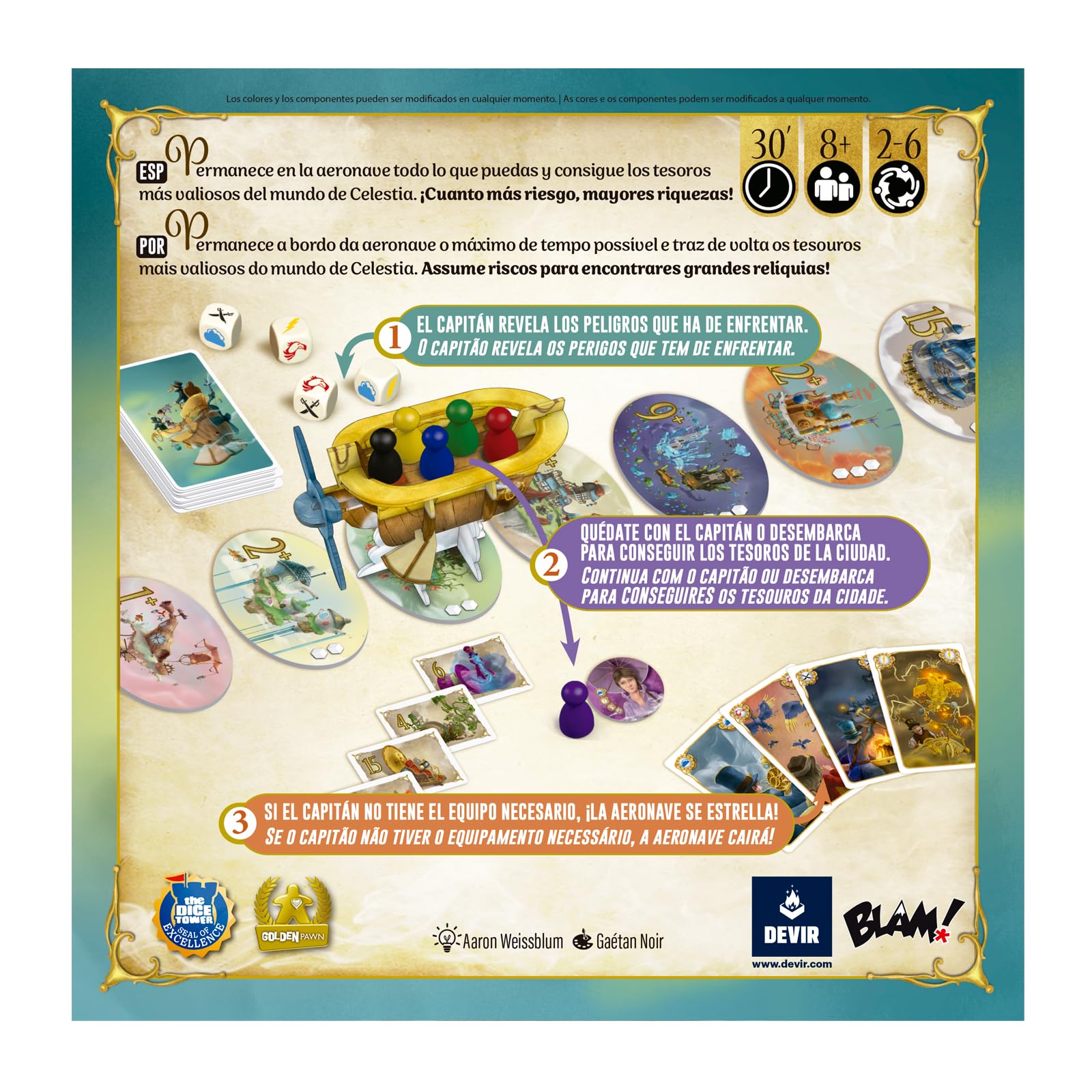 Devir – Celestia, Juego de Mesa de Aventuras Fantásticas y Exploración Aérea | Forzar la Suerte, Gestión de Cartas y Dados | Familiar y Casual | Versión española (BGCELEPS)