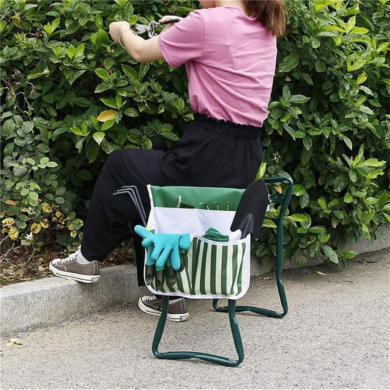 Garden Kneeler and Seat Heavy Duty Foldable Garden Kneeling Chair, Garden Stool Tool Bag, Portable Storage Seat Bag, Suitable for Outdoor Work and Gardening