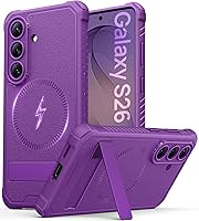Vista 18 de Vihibii Funda para Samsung Galaxy S26 con soporte, compatible con MagSafe, grado militar a prueba de caídas, protección completa de la cámara, funda