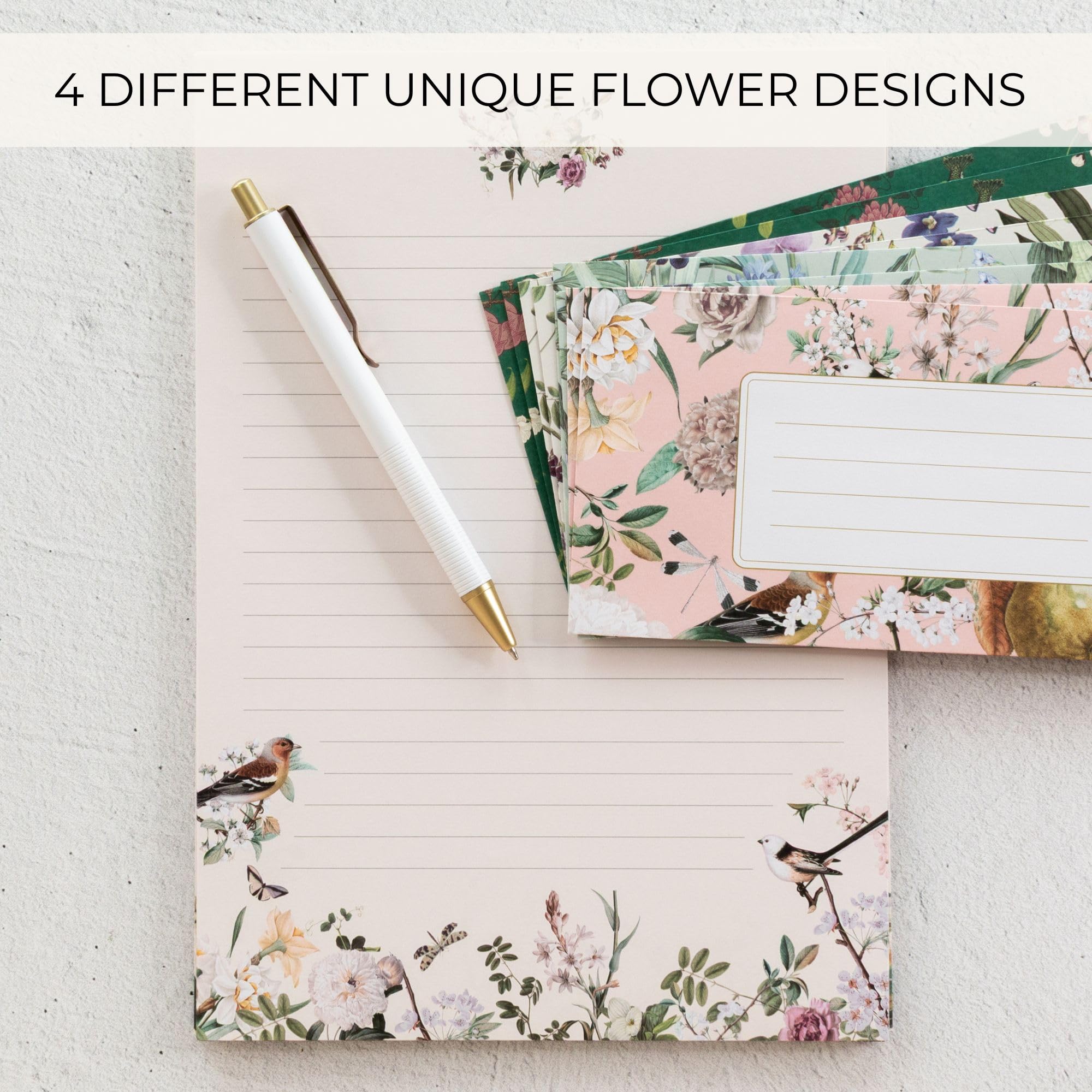 Beautiful Stationery Set with Envelopes - Premium-Quality, No-Bleed Letter Writing Paper with Elegant Floral Designs - Cute Stationary Kit for Women and Thoughtful Gift for Loved Ones
