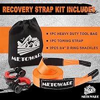 Vista 6 de METOWARE Kit de Recuperación de Correa de Remolque de Servicio Pesado - 3" x 20 pies (35,000 libras) Correa de Cabrestante Protectora de Árboles +