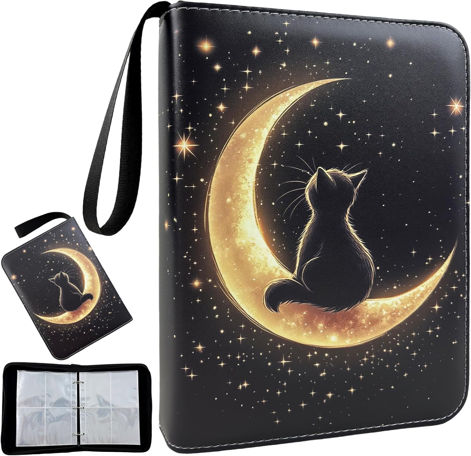 Card Binder 4 Pocket Holder 400 Cards With Zipper,Collection Binder Album Case with 50 Removable Sleeves for Trading Cards