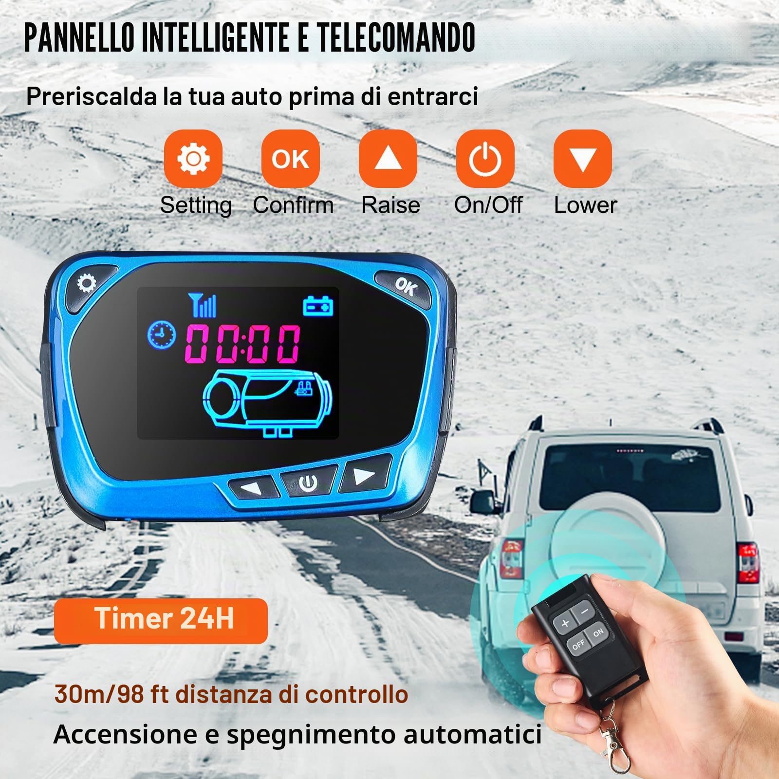 VEVOR scaldabagno diesel 12V 8kW riscaldamento aria 0,18-0,48 cm per auto camper