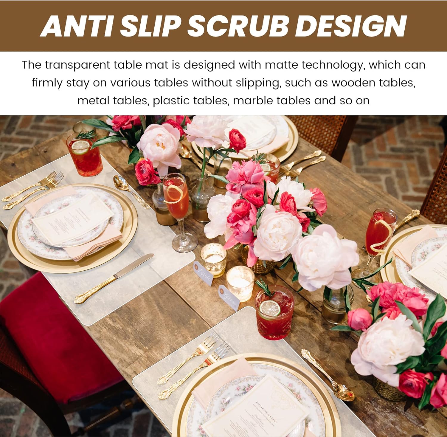 Roshtia Set of 100 Clear Plastic Placemats 15 x 12 Inch Wipeable Washable Table Mats Flexible Heat Resistant Placemats Table Protector for Dining Room Table Kitchen Counter Office Desk Painting