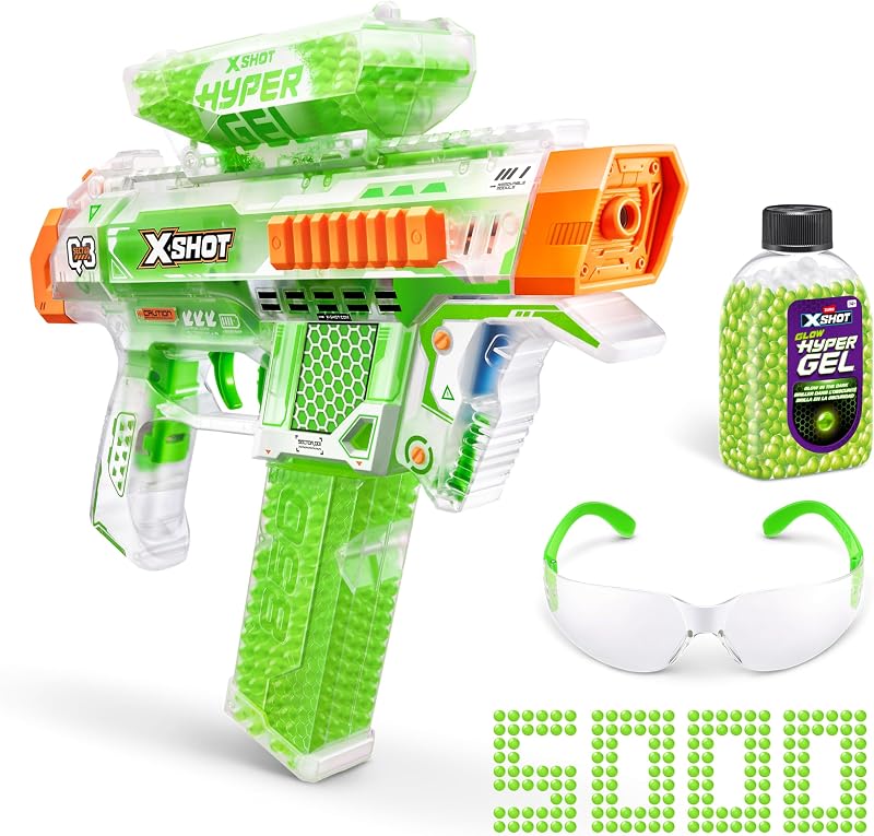 XSHOT Hyper Glow NightStrike Blaster (5,000) Pellets by ZURU, Motorized Blaster Outdoor Toy for Boys and Girls, Teens and Adults Aged 14+