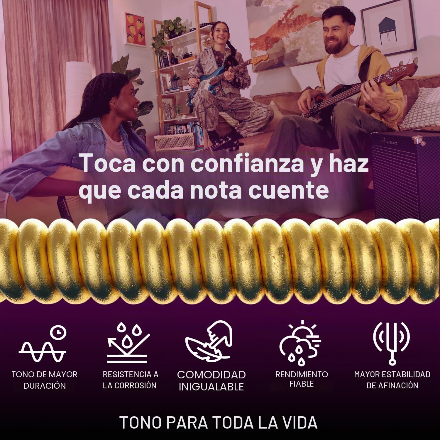 Elixir Cuerdas Strings de bronce fosforado para guitarra acústica con tecnología NANOWEB, luz personalizada (.011-.052), paquete de 4 unidades especial de Amazon