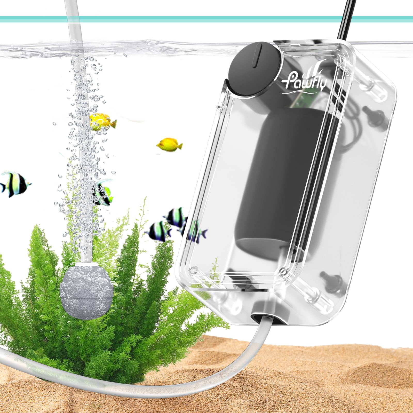 Air Pump, 50 GPH Fish Tank Air Pump for Tank up to 60 Gallons, Ultra Quiet Adjustable Oxygen Pump with Airline Tubing, Air Stone & Check Valve, Aerator for Fish