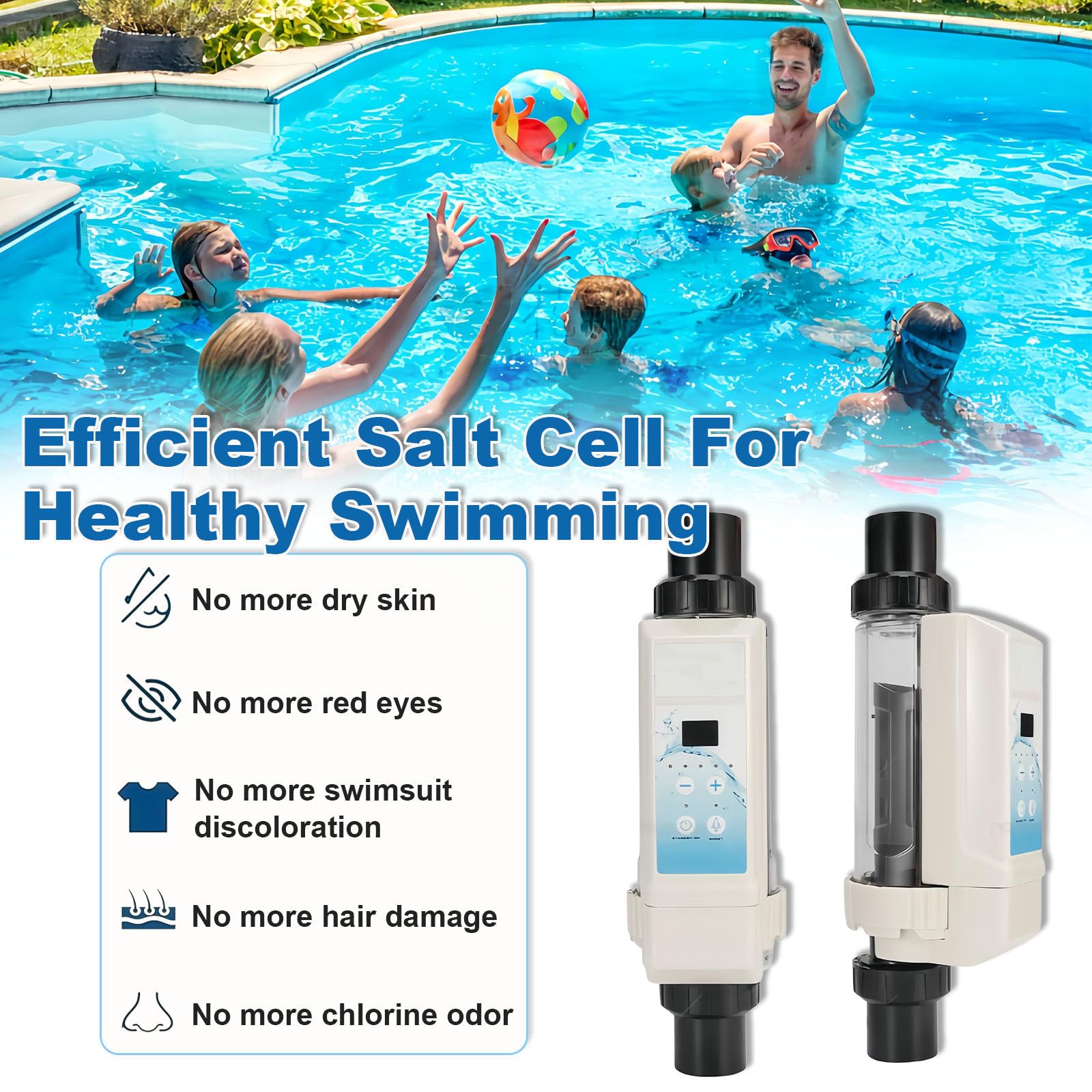 Chlorinateur De Piscine, Electrolyseur Piscine Au Sel, Générateur De Chlore d'eau Salée, Dispositif De Chlorinateur De Sel D'Électrolyse pour Piscine De Spa EC8
