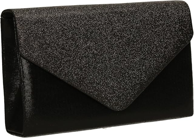 SwankySwans Women's Kelly Glitter Envelope Clutch Bag Party Prom Bag Clutch