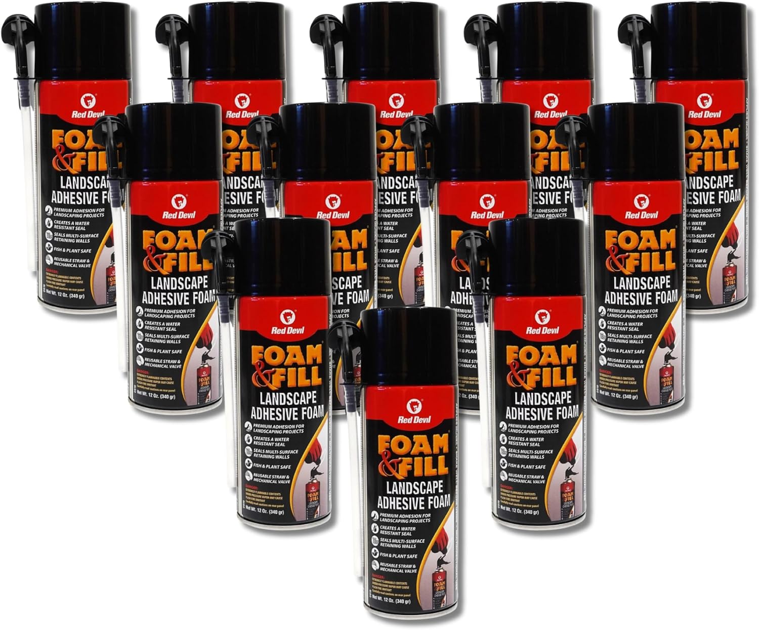 Red Devil 0916 Spray Foam & Fill Landscape Adhesive Foam, 12 oz. , Black
