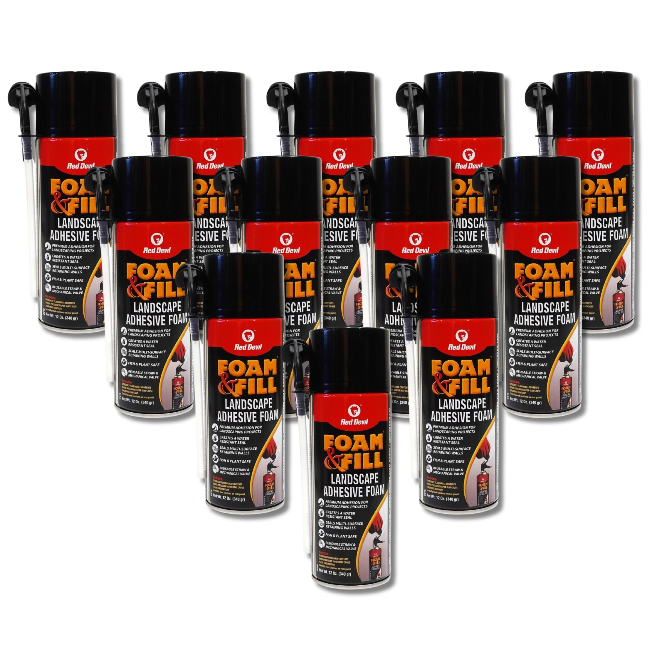 Red Devil 0916 Spray Foam & Fill Landscape Adhesive Foam, 12 oz. , Black