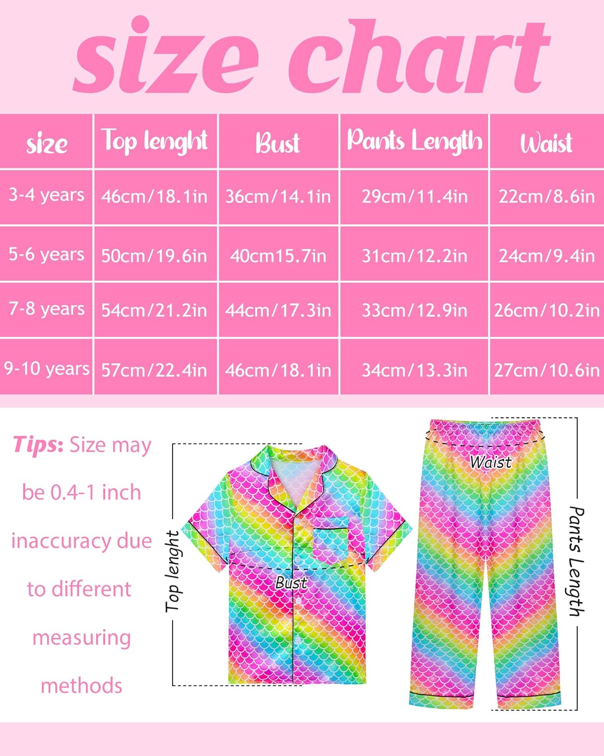 Nidoul Girls Pajamas Silky Short Sleeve Long Pants Cute Jammies Satin Sleepwear Pjs Set for Toddler Kids 3T-10Y - Image 6