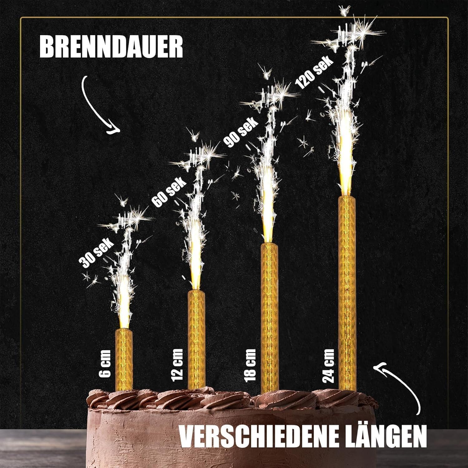 120 Stück je 12 cm h2i Eissterne Eisfontäne Sprühkerze für Verlobung-Hochzeit-Geburtstag Jugend-Party-Tisch-Feuerwerk Deko für Kuchen Torten Flaschen