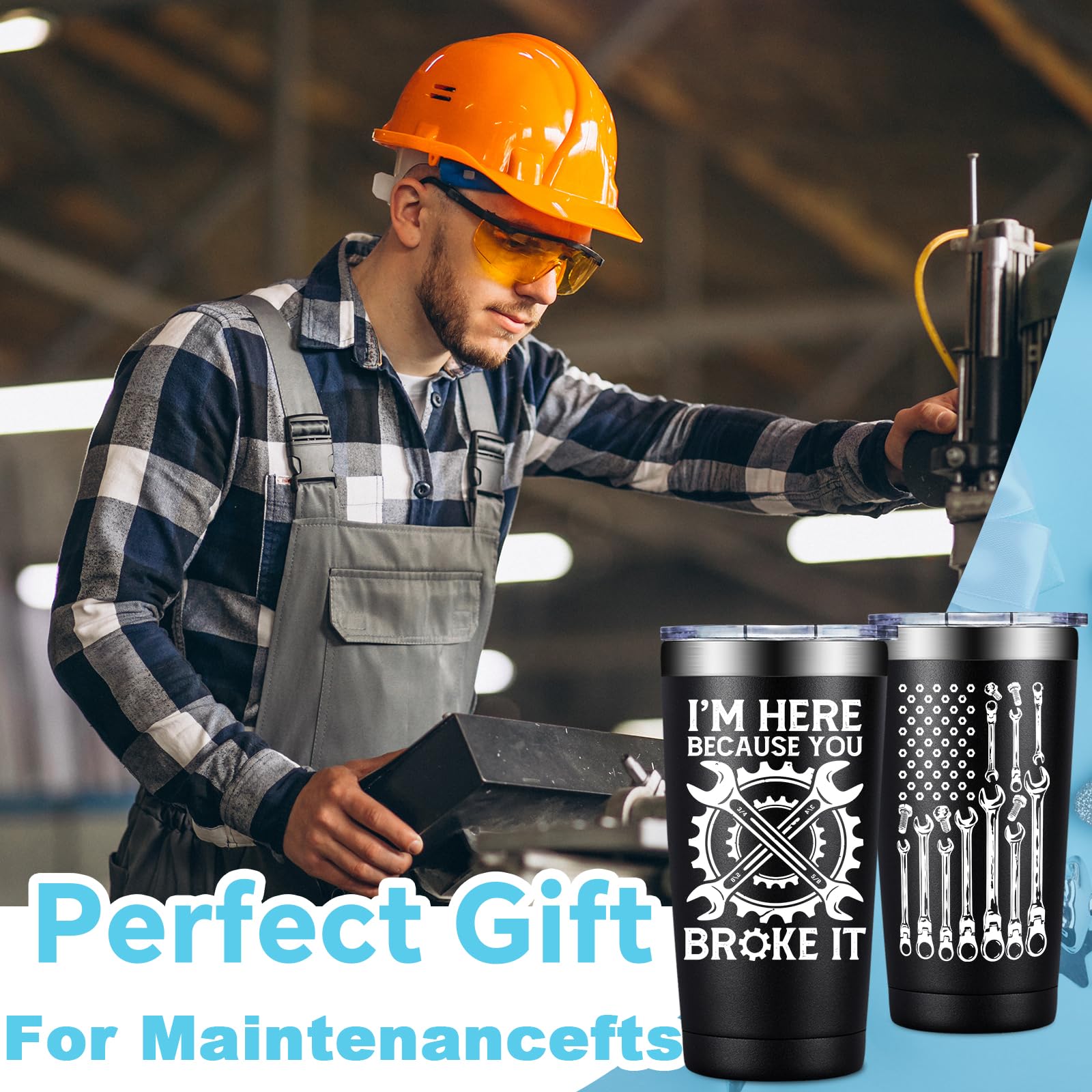 Fufandi Mechanic Gifts - Maintenance Appreciation Gift, Maintenance Man Gifts for Men - Mechanic Worker Travel Coffee Tumbler 20oz