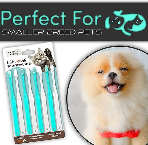 Miniatura 8 de H&H Pets Cepillo de dientes para perros pequeños y gatos - Cepillo de dientes suave y pequeño diseñado para gatos, cachorros y perros de raza