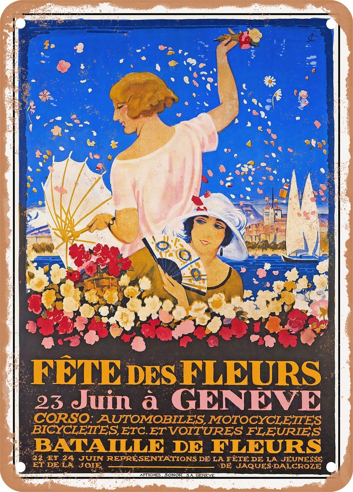 Miaomansenstore Metal Sign - 1923 Flower Festival Geneva Vintage Ad Home Decor