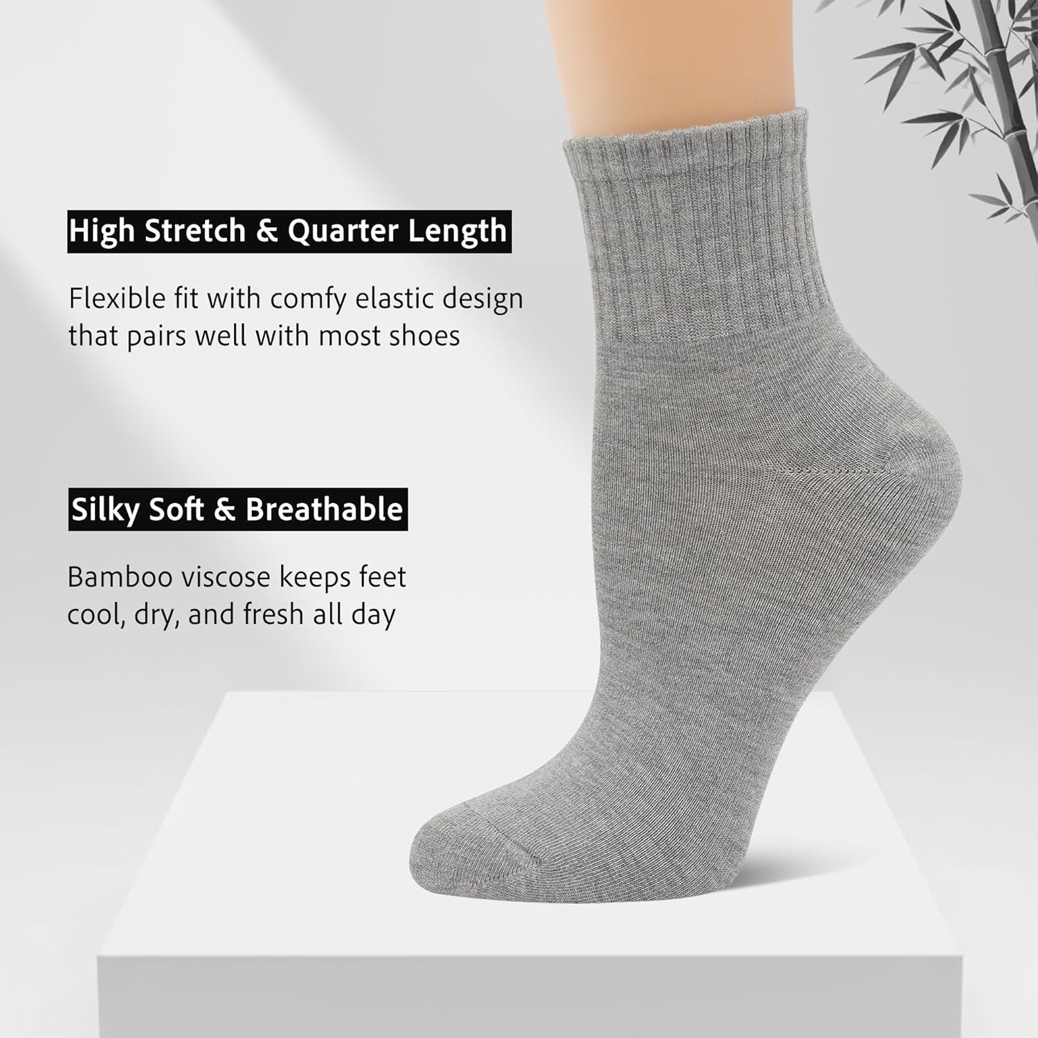 SERISIMPLE Womens Mini Crew Thin Viscose Bamboo Socks Soft Above Ankle Casual Socks Comfort Solid Color 5 Pairs - Image 4