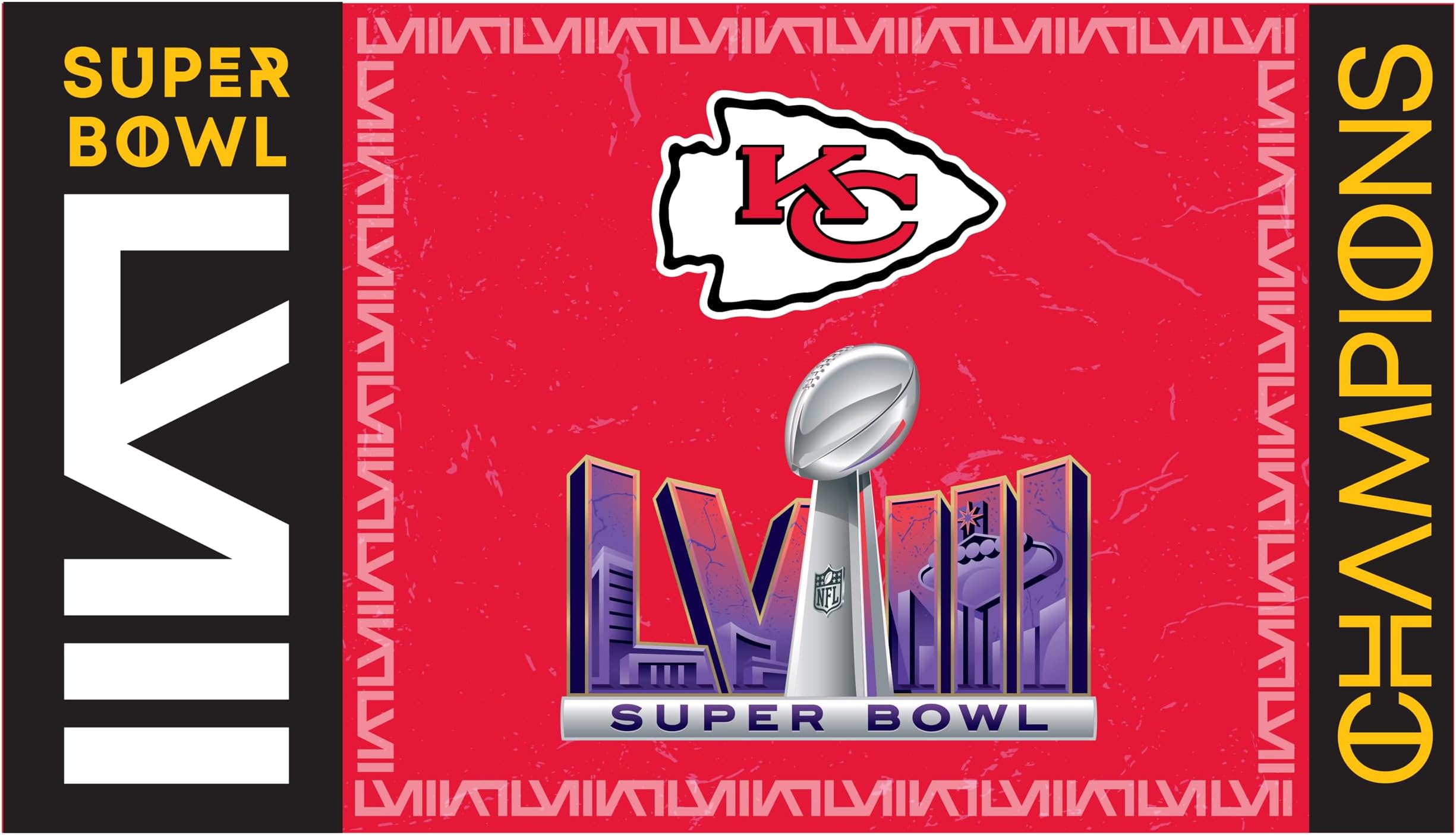 Team Sports America NFL Kansas City Chiefs Superbowl 58 Championship Sports Doormat | Official Full Color Team Logo | 28 x 16 Inches | Non-Slip Front Door Mats | Sports Fans Entryway Welcome Rug