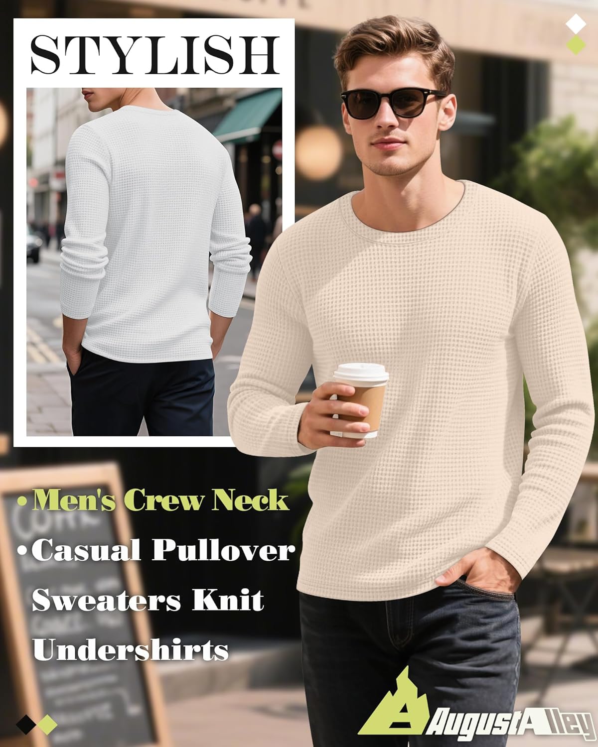 5 Pack Thermal Waffle Shirts for Men, Crew Neck Long Sleeve Casual Pullover Underwear Textured Knit Tops - Image 4