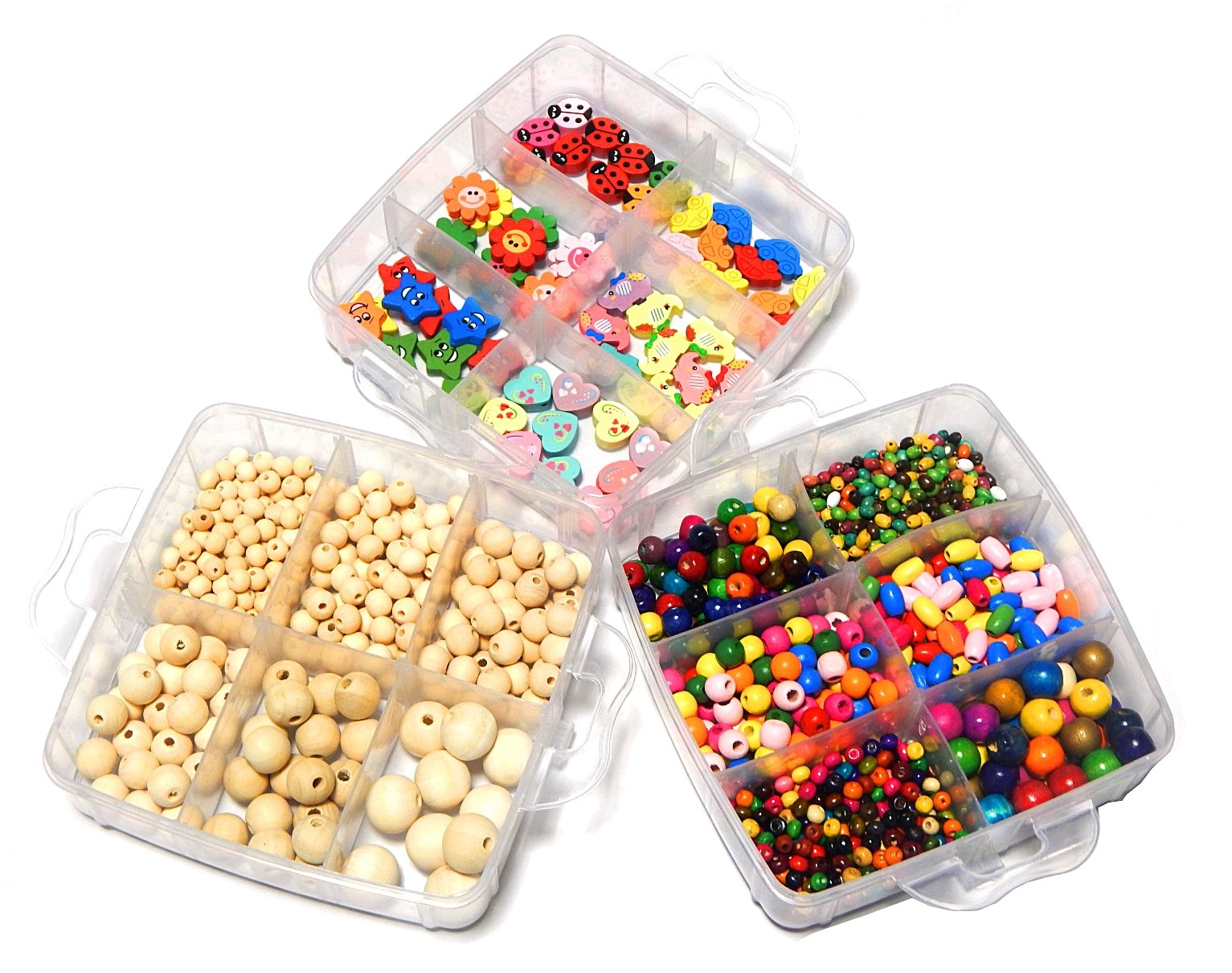 Set fai da te per bambini, in perle di legno, in scatola, 1000 pezzi, mix colorato naturale, set di perline in legno colorato