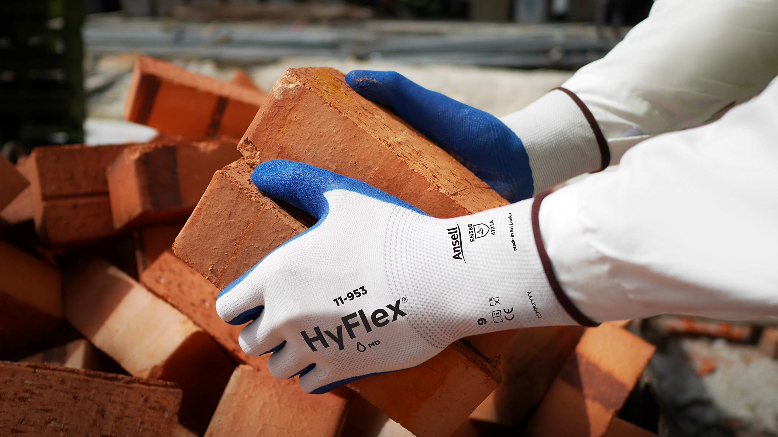 Ansell HyFlex 11-953 Gants de Travail Oléofuges, Excellente Préhension et Résistance à l’Abrasion, Protection contre les Coupures, EPI Professionnel, Bleu, Taille XL (12 Paires)