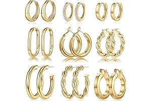 Yesteel 925 Sterling Silver Hypoallergenic Gold Hoop Earrings