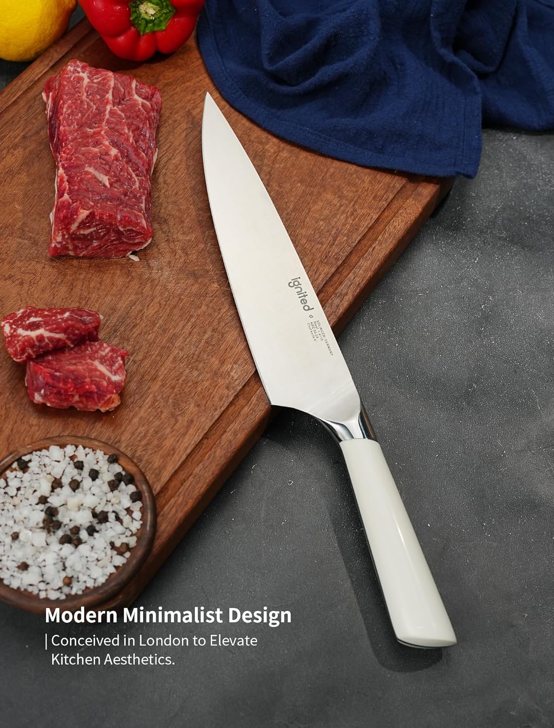 Chef Knife 8 Inch, German High Carbon Stainless Steel Kitchen Knife with Ergonomic White Handle, Ultra Sharp Professional Cooking Knife in Gift Box for Home & Restaurant - Image 6