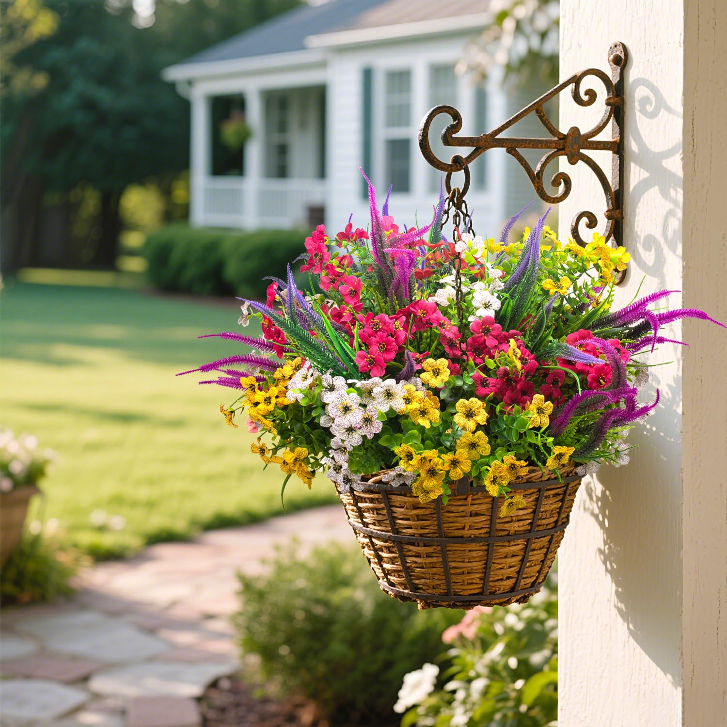 AITISOR Künstliche Blumen für den Außenbereich, UV-beständig, Kunstpflanzen, Boston-Farn-Grünstiele, für Frühling, Sommer, Innenbereich, Garten, Terrasse, Fenster, Box, Küche, Heimdekoration, 20