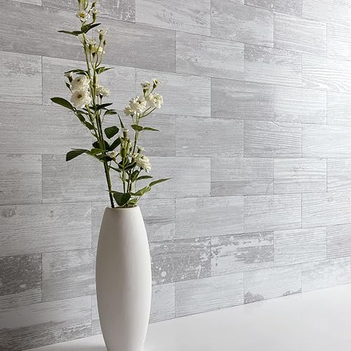 Miniatura 7 de AULIGET 100 azulejos de PVC para despegar y pegar, de 3 x 6 pulgadas, azulejos de abedul blanco para pared, cocina, baño, lavandería, cámper,