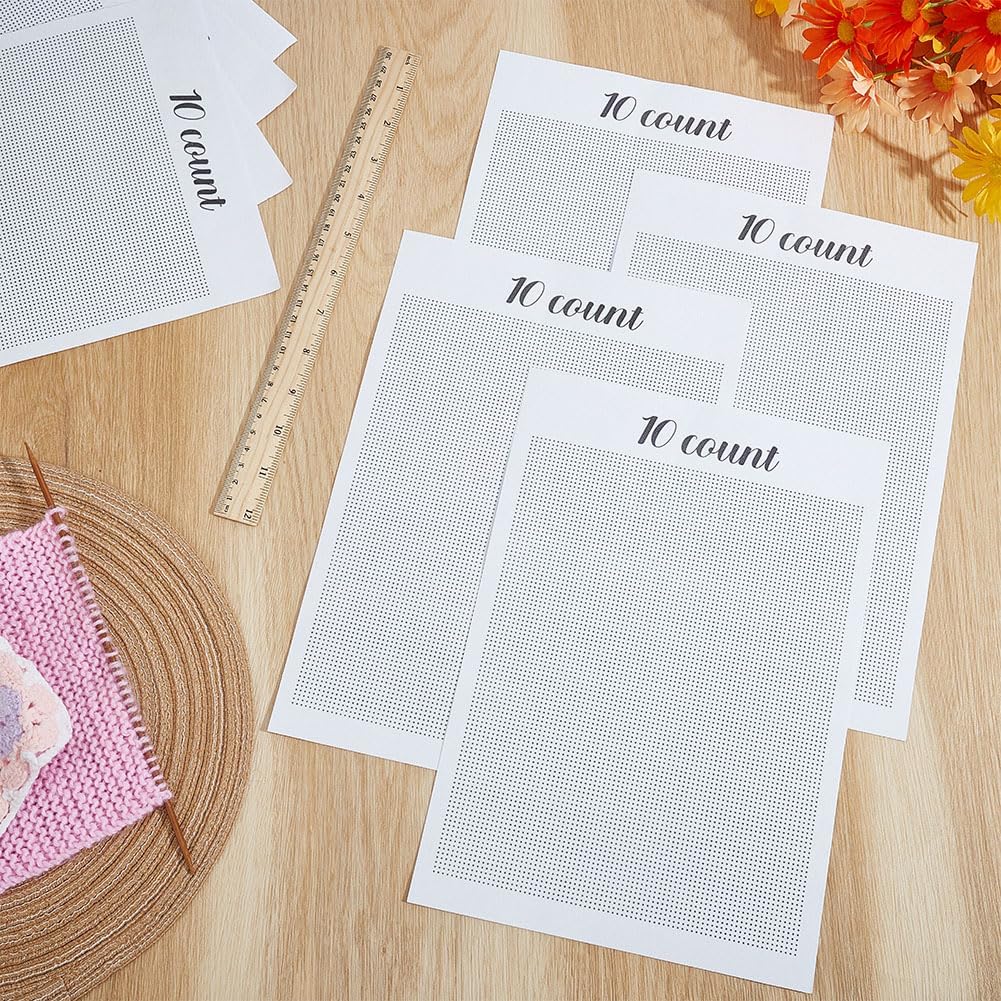 FREEBLOSS 8Pcs Water Soluble Cross Stitch Graph Paper Dissolvable Embroidery Transfer Paper 10CT Cross Stitch Blanks for Clothing Embroidery Repair, 8.3x11.7''
