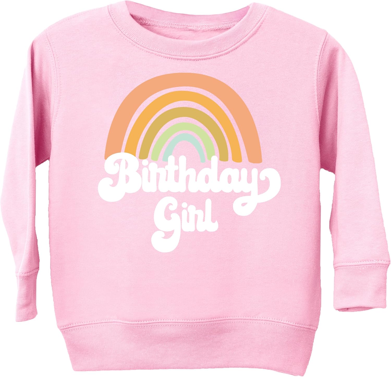 Olive Loves Apple Birthday Girl Retro Rainbow Birthday Sweatshirt for Girls Party Outfit