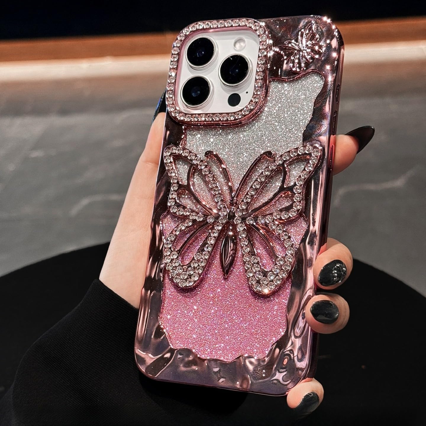 Coque iPhone 12 papillon rose protection souple anti-choc luxe