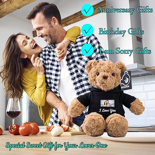 Miniatura 5 de Oso de peluche personalizado, oso de peluche con texto + imagen personalizado como regalo personalizado para novianovio en el día de San Valentín,