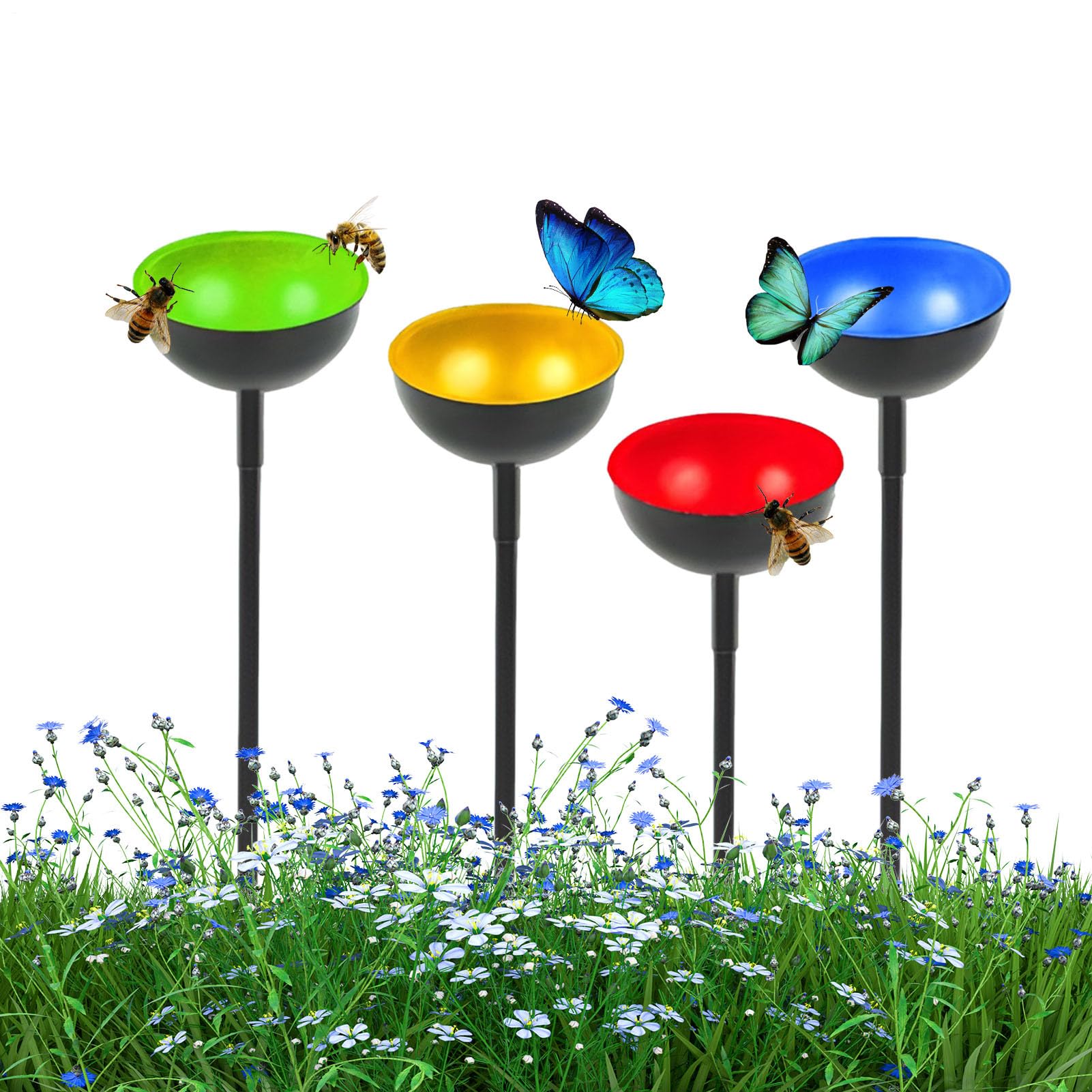 Abreuvoirs pour le jardin lot de 4 décoration d'extérieur inoxydable