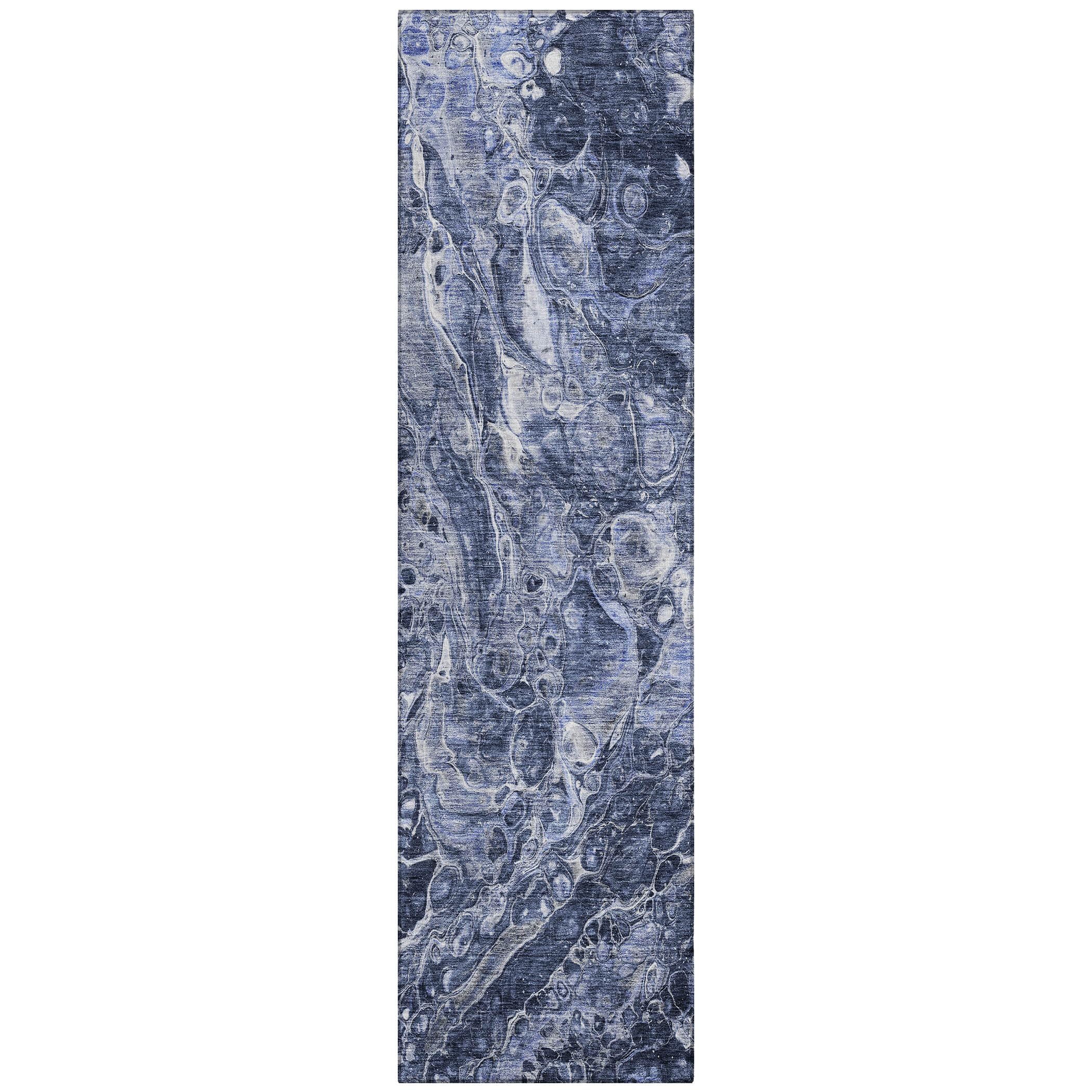 Addison Rugs Chantille ACN670 Navy 2'3" x 7'6" Indoor Outdoor Hallway Runner Rug, Easy Clean, Machine Washable, Non Shedding, Kitchen Area Carpet for