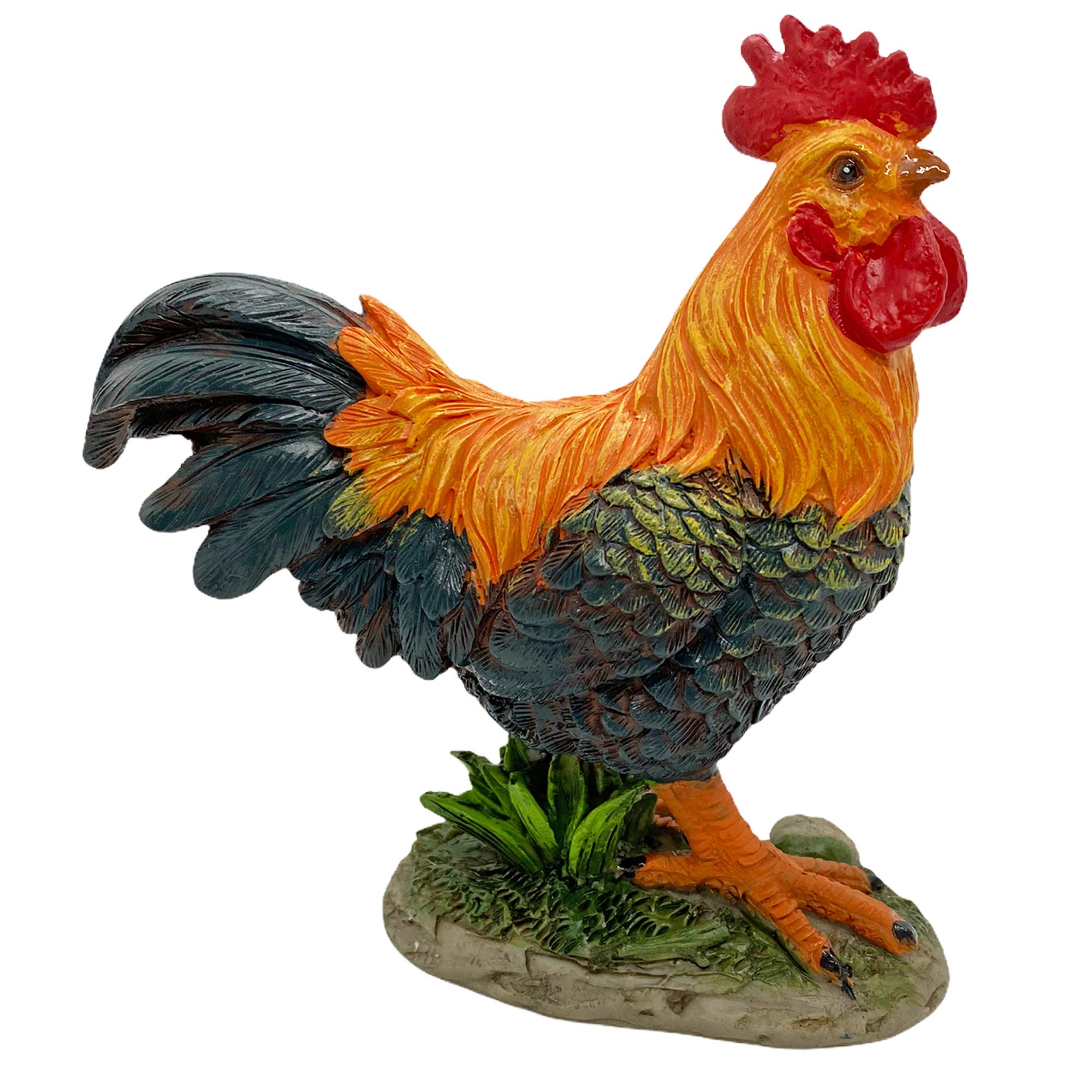 Farmwood Multicolor Cockerel Bird Garden Ornament Outdoor Rooster Statue Chicken Decoration