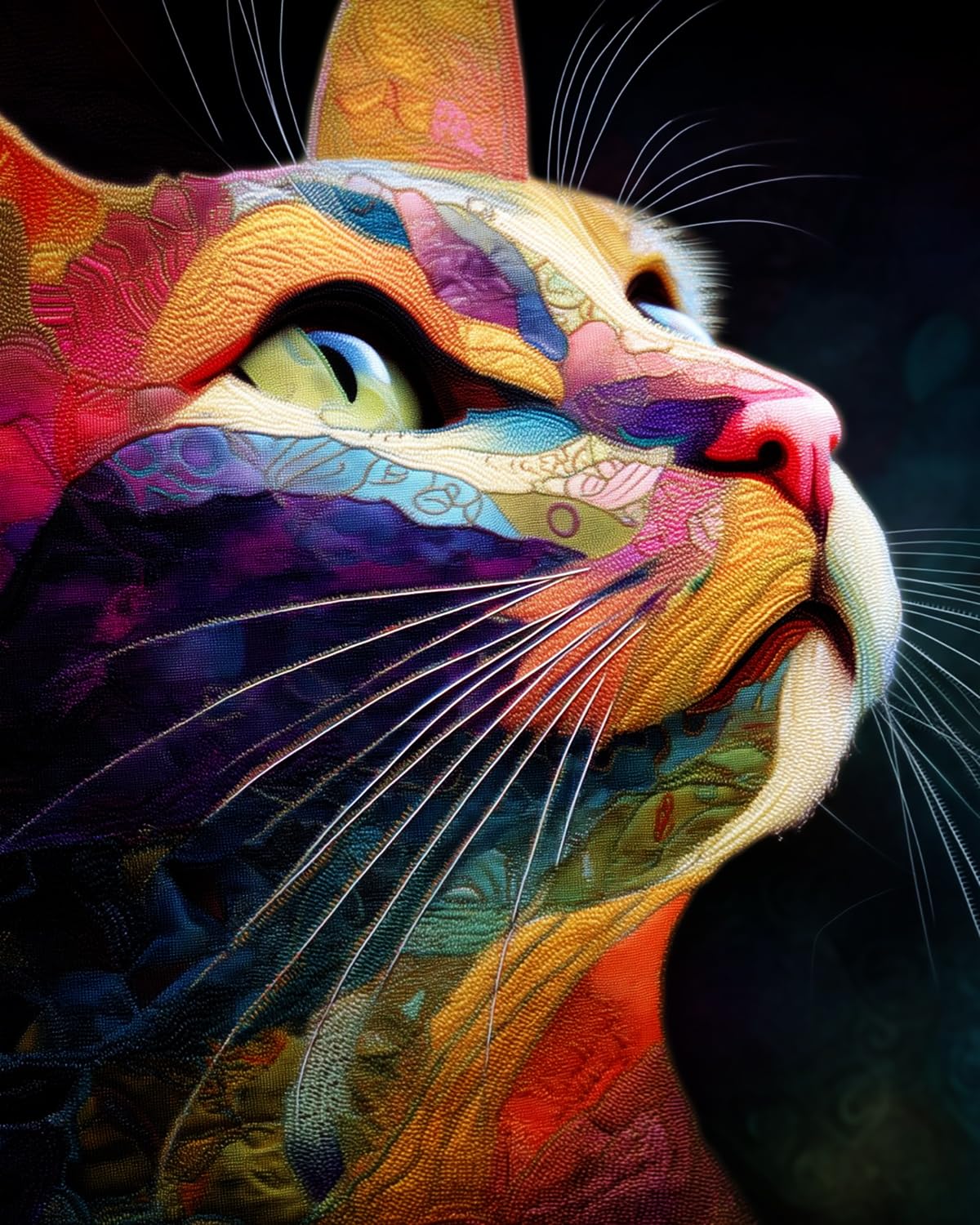 LIUBAISHI Paint by Numbers for Adults, Colourful Cat, 40x50 cm Acrylic Canvas Kit