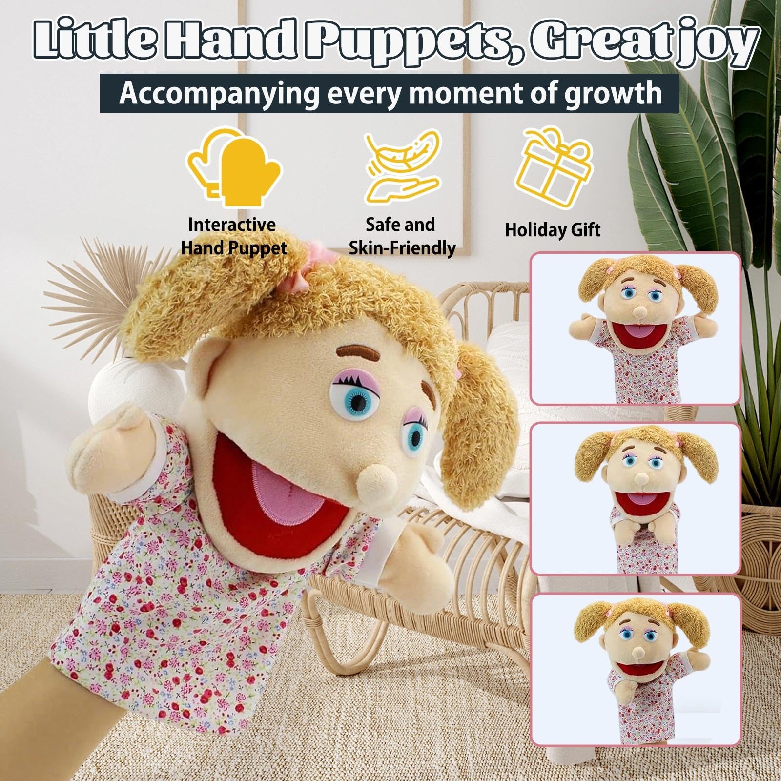 Marionette da Mano Muppet Show, Burattini da Mano, Teatrino Marionette di Peluche, Pupazzo di Peluche, Master of Puppets per Racconta Storie, Educazione, Giochi Interattivi (Figlia, 30cm)