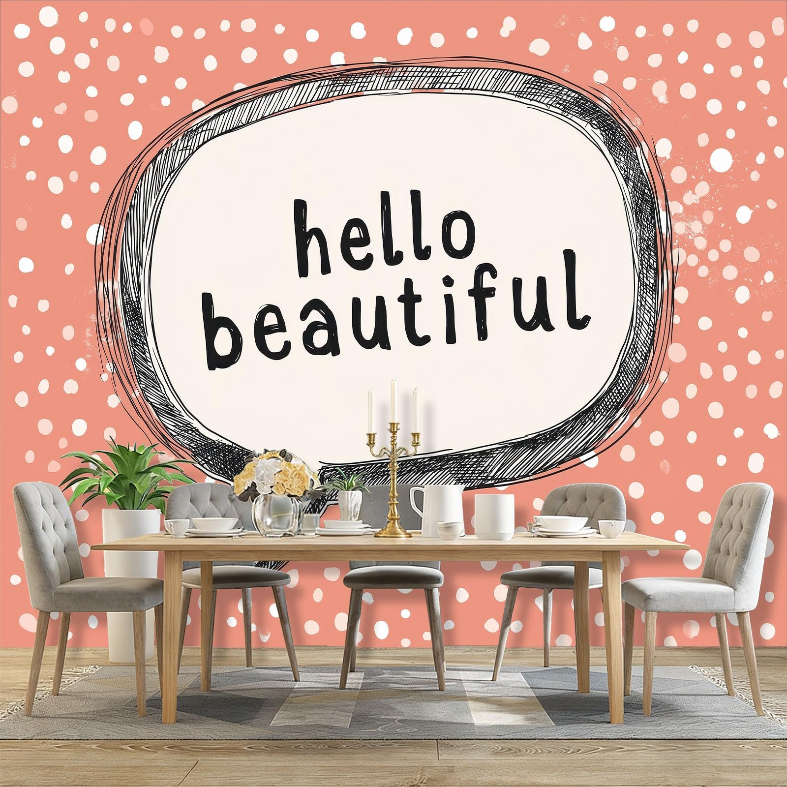 Tapeta 3D z włókniny litery w kropki 200 x 140 cm uroczy styl tapeta dekoracja ścienna do salonu sypialnia różowy