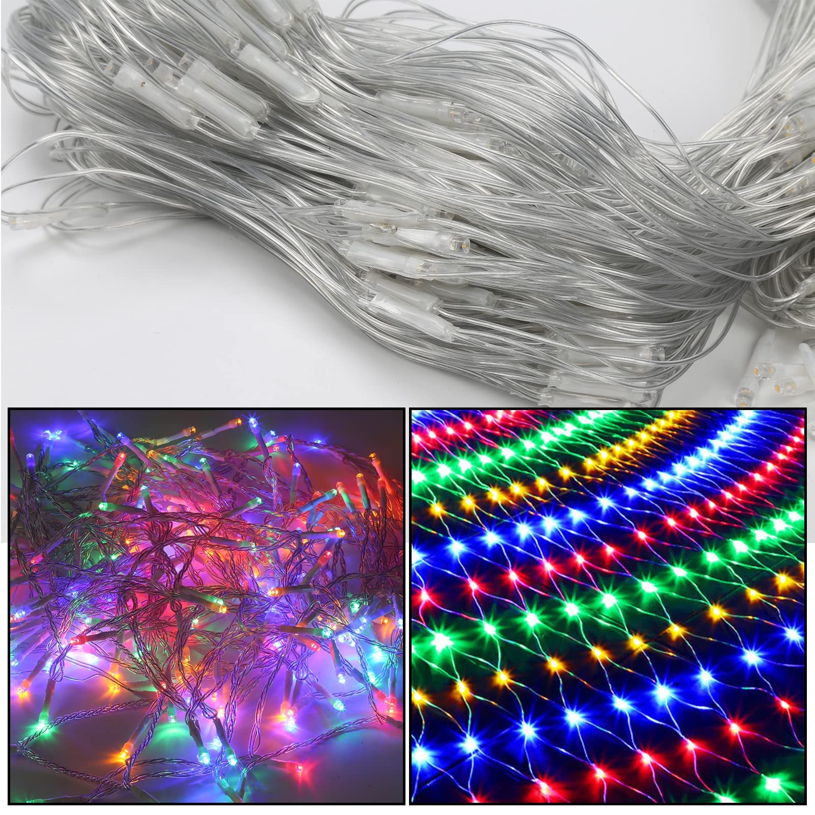 Eulenke Siatka świetlna na zewnątrz i wewnątrz, 4,5 x 1,6 m, 300 diod LED, kolorowa siatka świetlna z 8 trybami + funkcja pamięci, IP44, do dekoracji balkonów, ogrodów i domów
