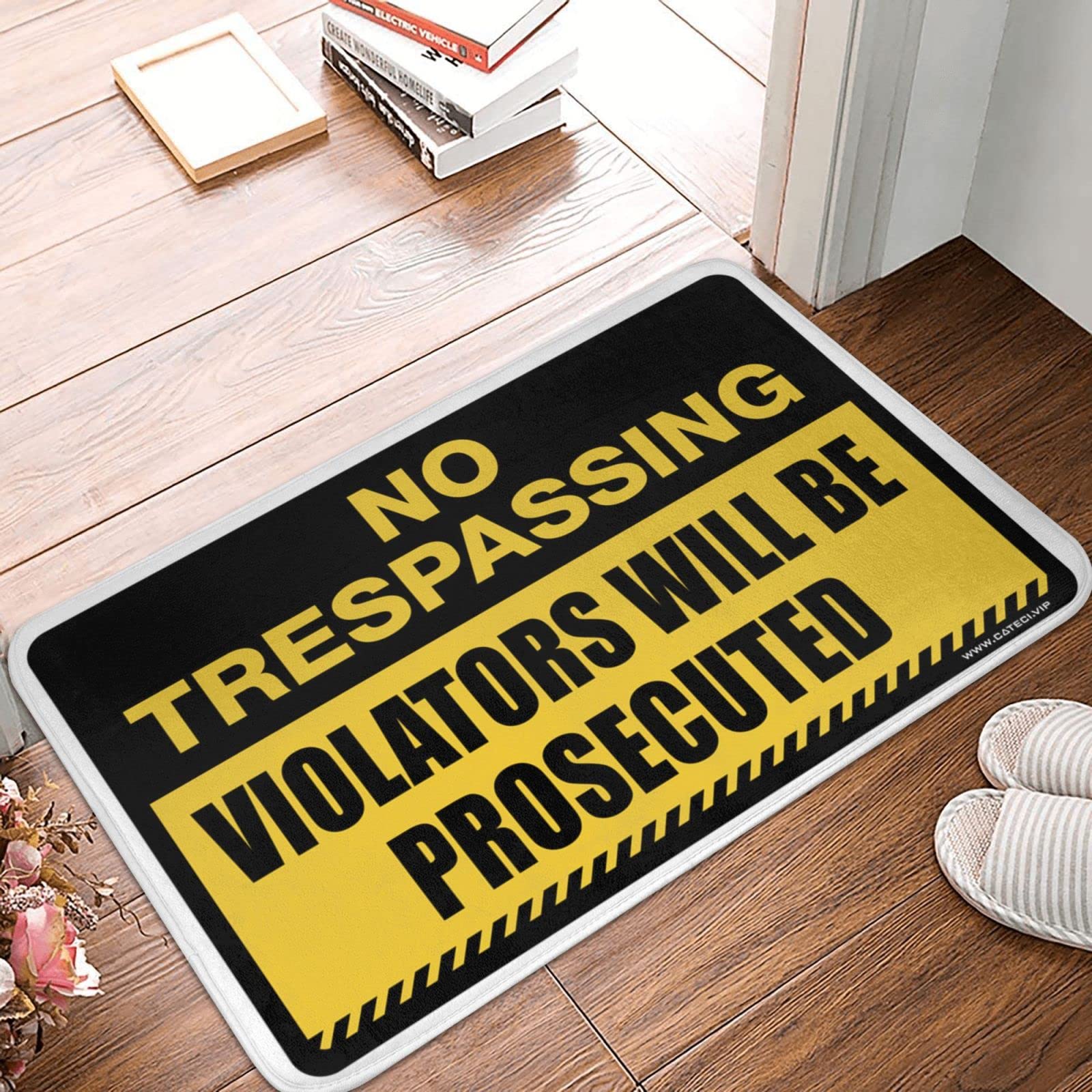 Tapis bar stuff original style panneau de sécurité paillasson entrée humour noir 65 x 90 cm
