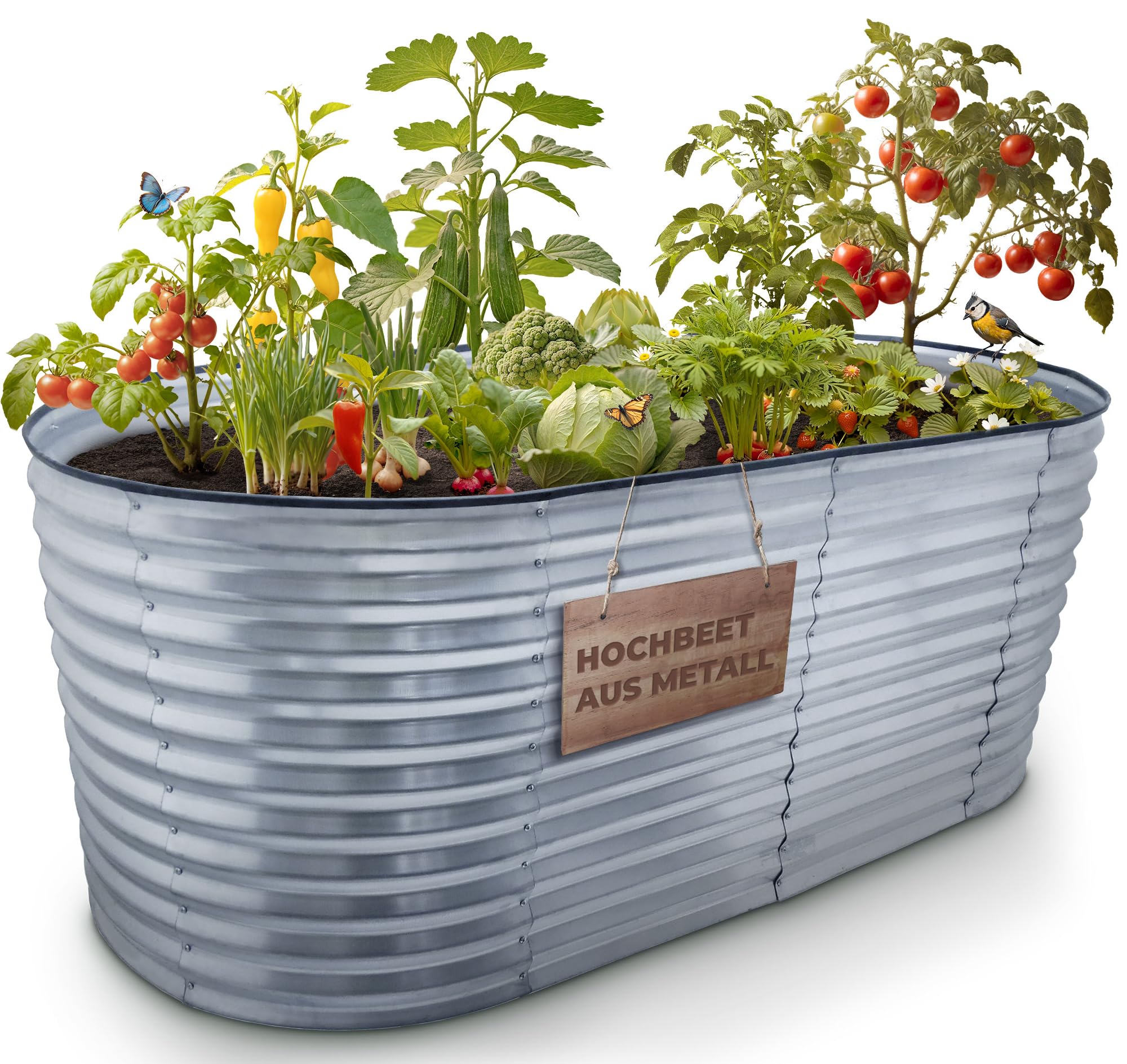 STREND PRO Hochbeet Metall 200x100x80cm (LxBxH) | Metall Hochbeete-kit für Garten Blech | Garten Beet aus verzinktem Stahl für Gemüse, Kräuter & Tomatenpflanzen | Stahl Pflanzkasten, Kräuterbeet