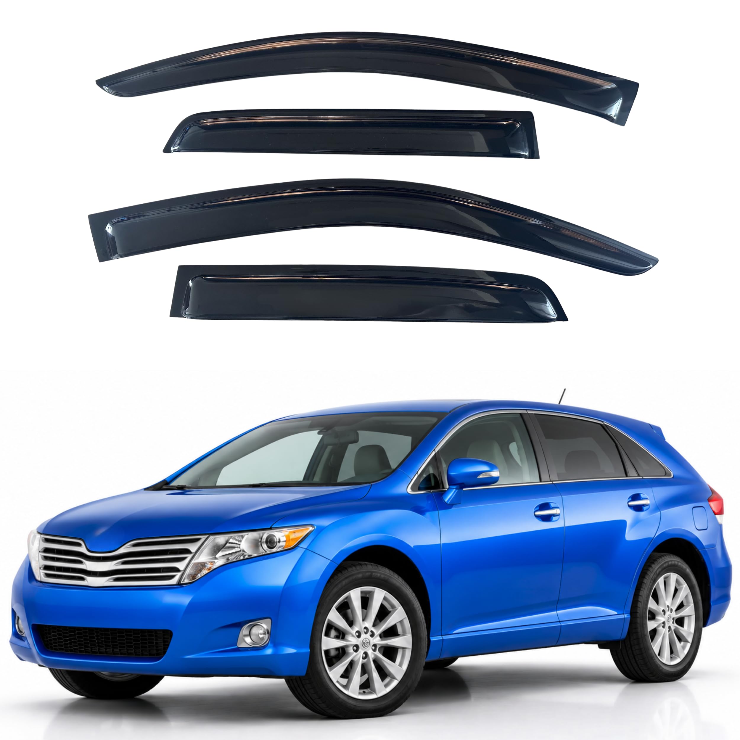 IG Window Visors Fit for 2009-2016 Toyota Venza, Out-Channel Rain Guards Vent Wind Deflectors 4PC, Car Accessories for 09-16 Venza