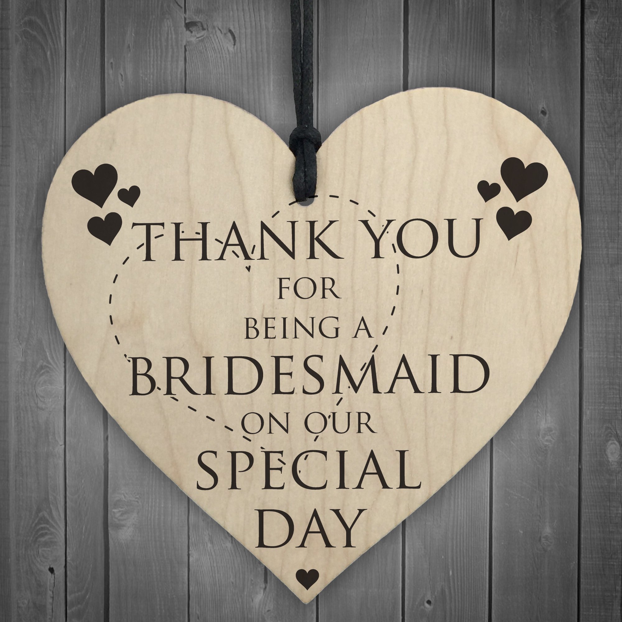 Red Ocean Thank You For Being A Bridesmaid Wooden Hanging Heart Wedding Plaque Gift Sign