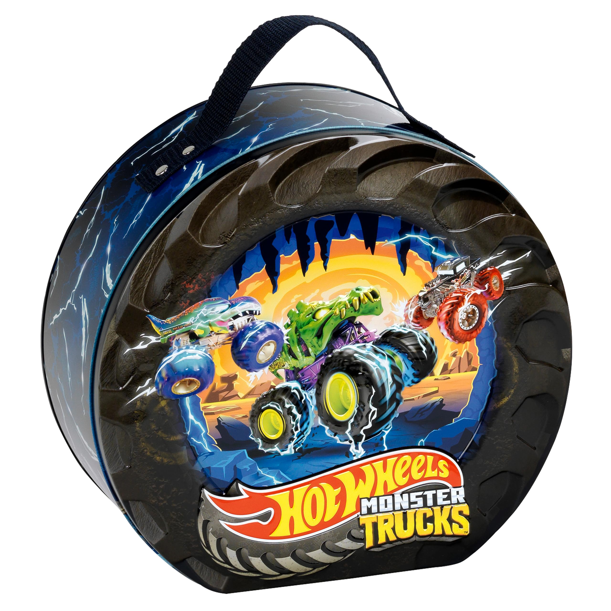 Theo Klein 2558 Hot Wheels Monster Truck Wheel Case, Case for up to 7 Cars, With Racetrack Surface & Carrying Handle, Officially Licensed Product, Toy for Children Aged 3 and Above