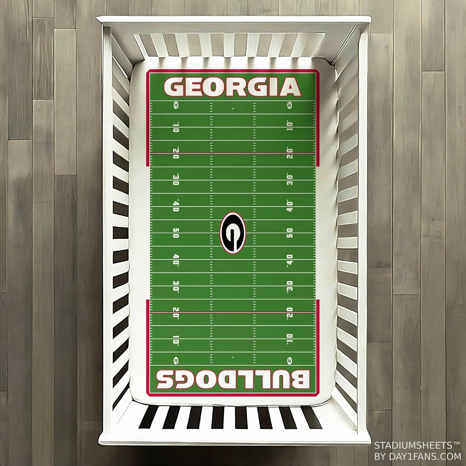 STADIUMSHEETS Day1Fans Officially-Licensed Fitted Crib Sheet (Georgia Bulldogs)