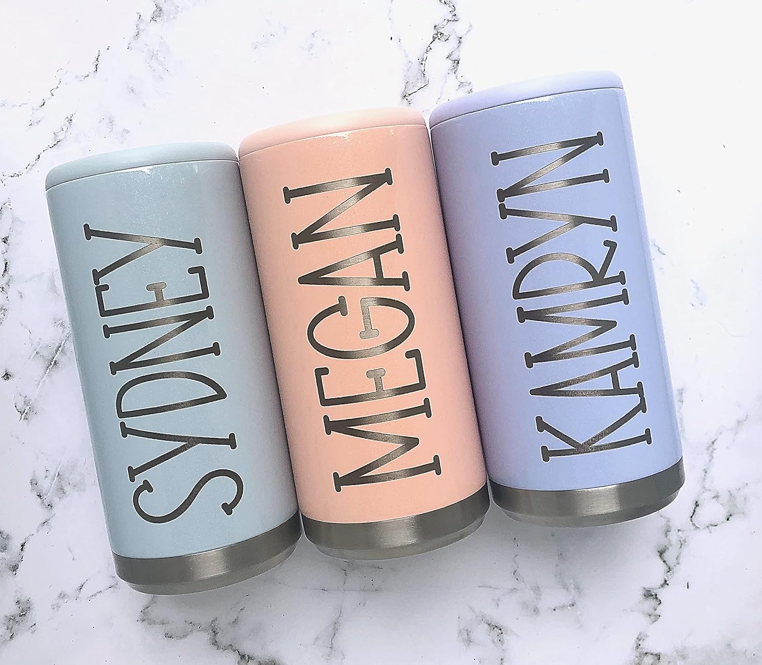 Personalized Slim Can Cooler Stainless Steel - Skinny Can Cooler Laser Engraved - Stainless Steel 12oz Sleeve, Double Wall Vacuum Insulated Drink Holder for Slim Beer & Hard Seltzer
